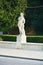 Marble statue, trees, walls in Castelfranco Veneto, in Italy