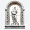 Marble Statue At Window: A Graceful Blend Of Religious Subjects And Illuminated Interiors