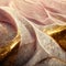 marble texture precious stone pink golden vein gem AI generated