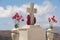 Marble tombstone in a cretan graveyard. Greek