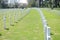 marble tombstones inside the American Cemetery of Nettuno, Rome, Italy