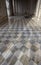 Marble white and grey checkerboard tiled floor