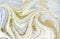 Marbled blue, white and gold abstract background. Liquid marble pattern.