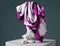 marbled mink scarf shot with magenta. Podium, empty showcase for packaging product presentation, AI generation