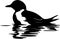 marbled murrelet Black Silhouette Generative Ai