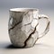 Marbleized White Coffee Cup With Cracks - Maya Rendered Art