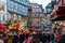MARBURG, GERMANY - December, 2023: Old market square with Christmas decorations and Christmas huts with beautiful lighting,
