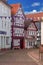 Marburg. An old medieval street in the historical center on a bright sunny day.