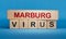 Marburg virus symbol. White note with words Marburg virus,Copy space.
