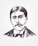 Marcel Proust sketch style vector portrait isolated