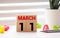 March 11th, Day 11 of month, Birthday, Anniversary, wooden block calendar