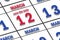 march 12th. Day 12 of month, Date marked Save the Date  on a calendar. spring month, day of the year concept