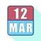 march 12th. Day 12 of month,Simple calendar icon on white background. Planning. Time management. Set of calendar icons for web