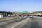 March 16, 2019 Corona / CA / USA - Approaching I15 and driving towards San Diego on a day with heavy traffic; San Bernardino