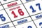 march 16th. Day 16 of month, Date marked Save the Date  on a calendar. spring month, day of the year concept