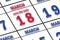 march 18th. Day 18 of month, Date marked Save the Date  on a calendar. spring month, day of the year concept