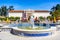 March 19, 2019 San Diego / CA / USA - Plaza de Panama Fountain in Balboa Park, The San Diego Museum of Art building visible in the