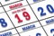 march 19th. Day 19 of month, Date marked Save the Date  on a calendar. spring month, day of the year concept