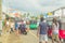 March 2, 2018. Hikkaduwa, Sri Lanka. Automobile traffic and people on the street.