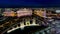 MARCH 2, 2019 - Las Vegas, Nevada, USA - Panoramic View of Las Vegas Nevada at night with neon from Paris Eifel Tower view spot