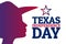 March 2 is Texas Independence Day. Holiday concept with female silhouette in a hat. Template for background, banner