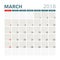 March 2018 calendar. Calendar planner design template. Week star