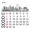 March 2020 Calendar Template with Berlin City Skyline