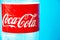 March 2020. Kramatorsk, Ukraine. 1 liter Coca-Cola empty plastic bottle side view. Coca cola label in macro. Copy Space