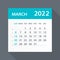 March 2022 Calendar Green Leaf - Vector Illustration