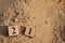 March 21, Number cube with Sand background.