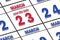 march 23rd. Day 23 of month, Date marked Save the Date  on a calendar. spring month, day of the year concept