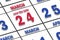 march 24th. Day 24 of month, Date marked Save the Date  on a calendar. spring month, day of the year concept