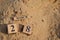 March 28, Number cube with Sand background.