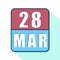 march 28th. Day 28 of month,Simple calendar icon on white background. Planning. Time management. Set of calendar icons for web