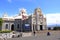 March 3 2023 - Cartago, Costa Rica: Impressive aerial view with people of the Basilica en Cartago desde el atardecer