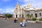 March 3 2023 - Cartago, Costa Rica: Impressive aerial view with people of the Basilica en Cartago desde el atardecer