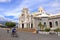 March 3 2023 - Cartago, Costa Rica: Impressive aerial view with people of the Basilica en Cartago desde el atardecer