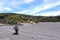 March 3 2023 - Irazu Volcano, Costa Rica: People hike in the ashfield of the Irazu volcano