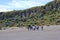 March 3 2023 - Irazu Volcano, Costa Rica: People hike in the ashfield of the Irazu volcano