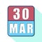 march 30th. Day 30 of month,Simple calendar icon on white background. Planning. Time management. Set of calendar icons for web