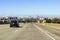 March 31, 2019 Oakland / CA / USA - Travelling on the freeway in east San Francisco bay area; Port of Oakland and the San