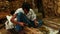 March 8 2016 Mandalay, Myanmar. Artisan making a Buddha statue from wood in Myanmar