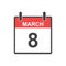 March 8 calendar icon. International womens day.