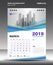 March- Desk Calendar 2019 Template, flyer design vector, Blue purple concept layout