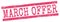 MARCH OFFER text written on pink lines stamp sign