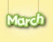 MARCH. A sign with the name of the month of the year hangs on the ropes. Vector illustration for decorations