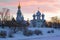 The March sunset in the Vologda Kremlin. Russia