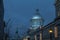 Marche Bonsecours in Montreal, Quebec, Canada, during a winter evening, surrounded by other historical buildings.