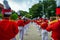 Marching band playing musicians, instruments in Tet holidays in Vietnam
