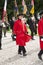 Marching Chelsea pensioner at Thiepval Memorial